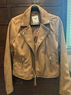 Abercrombie & Fitch Women's Camel Suede-Style Moto Jacket